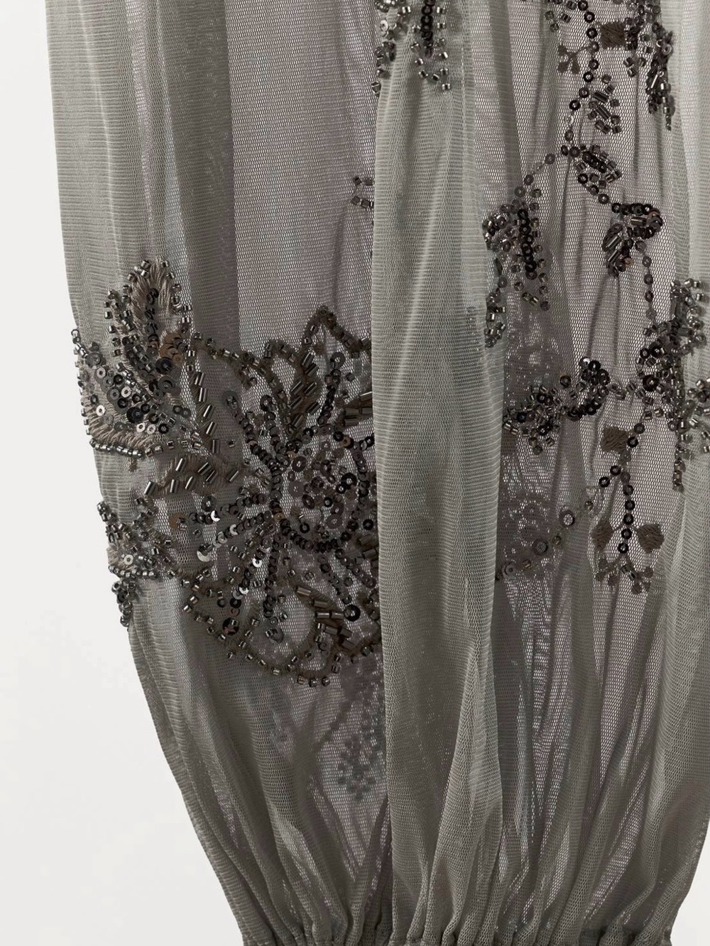 NWT Zara Embroidered Sequin Bloomer Balloon Pants in Light Gray 5063/310/811 - Picture 5 of 5